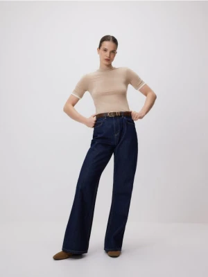 Reserved - T-shirt z wiskozą - beżowy