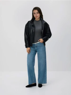 Reserved - T-shirt z wiskozą - ciemnoszary