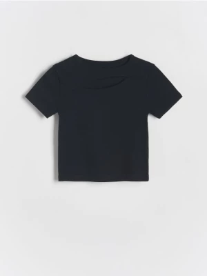 Reserved - T-shirt z wycięciem - czarny