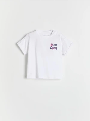 Reserved - T-shirt z wypukłym nadrukiem - biały