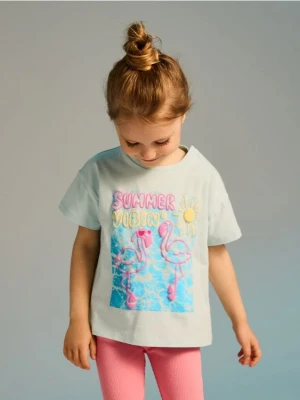 Reserved - T-shirt z wypukłym nadrukiem - jasnoniebieski