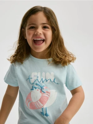 Reserved - T-shirt z wypukłym nadrukiem - jasnoniebieski