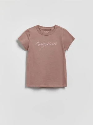 Reserved - T-shirt z wypukłym napisem - brązowy