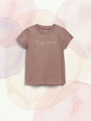Reserved - T-shirt z wypukłym napisem - brązowy