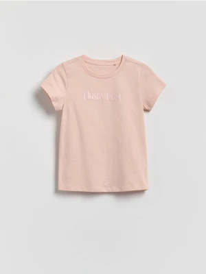 Reserved - T-shirt z wypukłym napisem - brudny róż