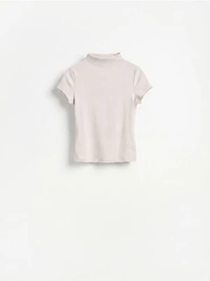 Reserved - T-shirt ze stójką - beżowy