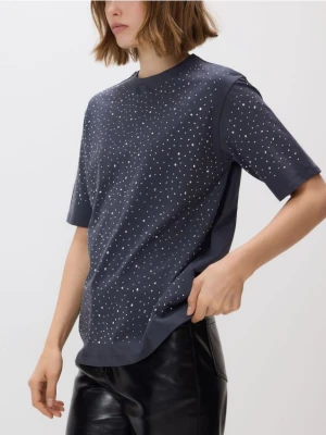 Reserved - T-shirt ze strasem - ciemnoszary