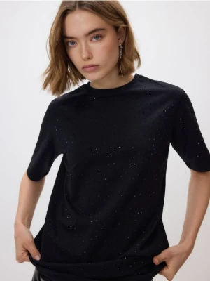 Reserved - T-shirt ze strasem - czarny