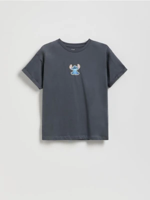 Reserved - T-shirt ze świecącym nadrukiem - ciemnoszary