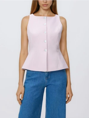 Reserved - Taliowana kamizelka garniturowa - pastelowy róż