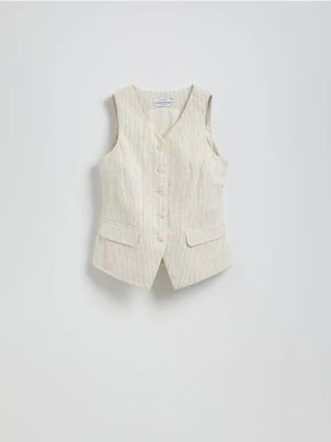 Reserved - Taliowana kamizelka z lnem - beżowy