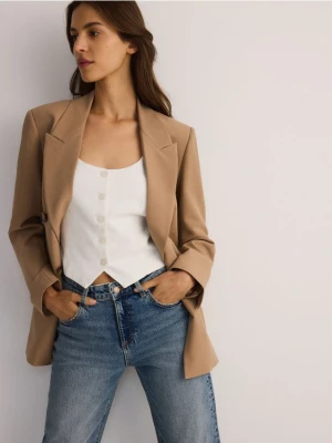 Reserved - Taliowana kamizelka z lnem - biały