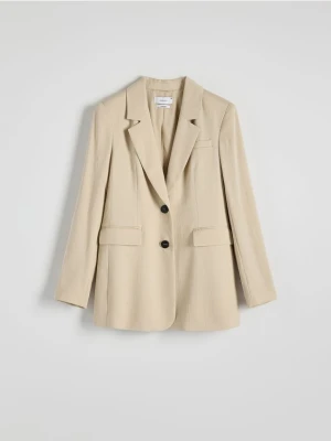 Reserved - Taliowana marynarka z lyocellem - złamana biel