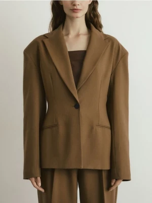Reserved - Taliowana marynarka z wiskozą - warm olive