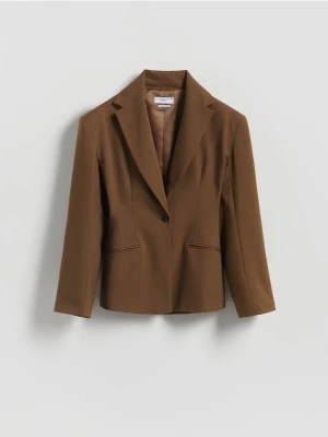 Reserved - Taliowana marynarka z wiskozą - warm olive