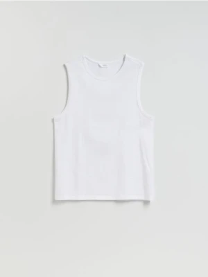 Reserved - Tank top z bawełny merceryzowanej - biały