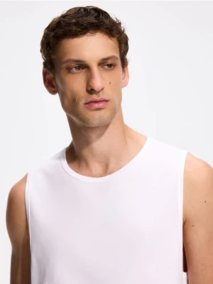 Reserved - Tank top z bawełny merceryzowanej - biały