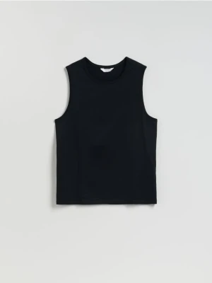 Reserved - Tank top z bawełny merceryzowanej - czarny