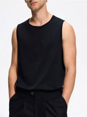 Reserved - Tank top z bawełny merceryzowanej - czarny