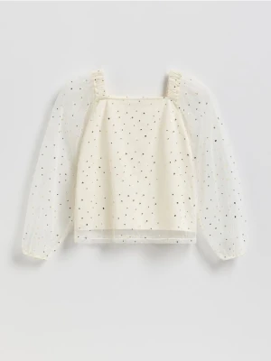 Reserved - Tiulowa bluzka - złamana biel