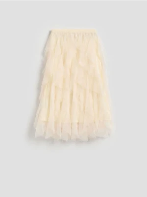 Reserved - Tiulowa spódnica maxi - kremowy