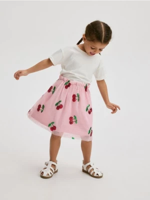 Reserved - Tiulowa spódnica z cekinami - pastelowy róż