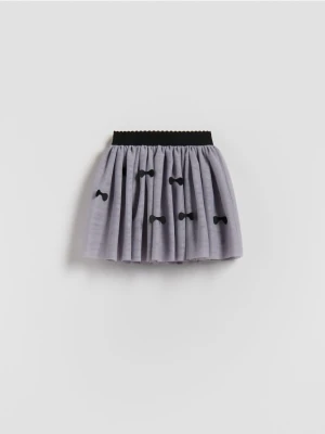 Reserved - Tiulowa spódnica z kokardkami - ciemnoszary