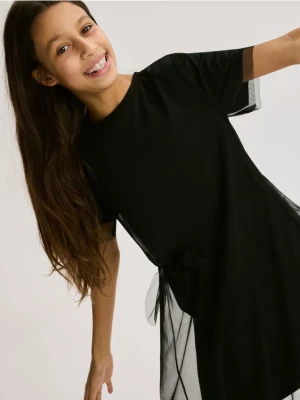 Reserved - Tiulowa sukienka - czarny
