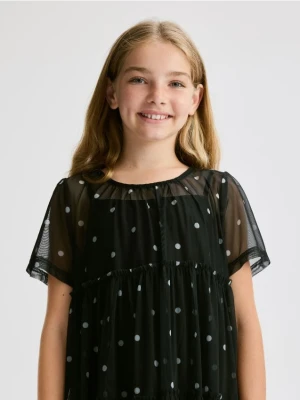 Reserved - Tiulowa sukienka - czarny