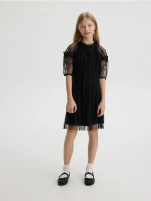 Reserved - Tiulowa sukienka - czarny