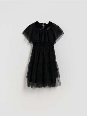 Reserved - Tiulowa sukienka - czarny