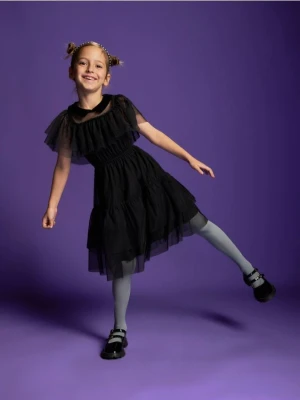 Reserved - Tiulowa sukienka - czarny