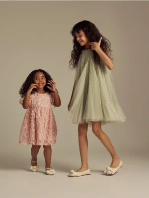 Reserved - Tiulowa sukienka - jasnozielony