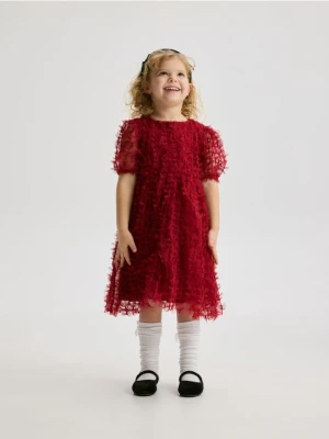 Reserved - Tiulowa sukienka w kokardki - czerwony
