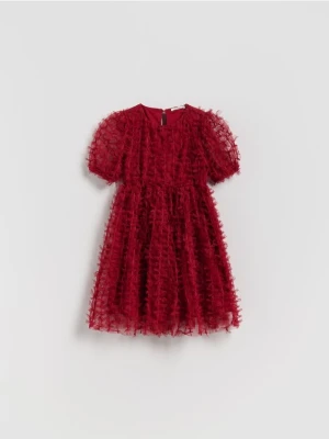 Reserved - Tiulowa sukienka w kokardki - czerwony