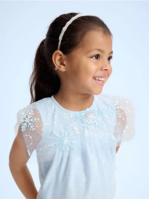 Reserved - Tiulowa sukienka z cekinami - jasnoniebieski