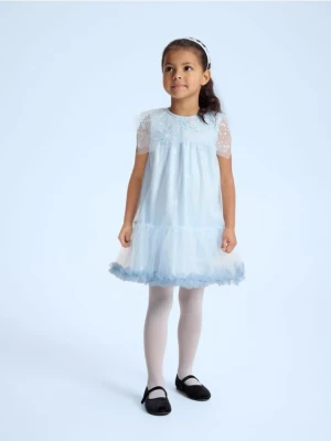 Reserved - Tiulowa sukienka z cekinami - jasnoniebieski