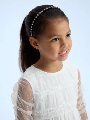 Reserved - Tiulowa sukienka z haftem - biały