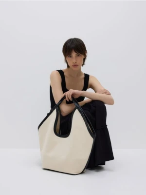 Reserved - Tkaninowa torebka hobo - złamana biel