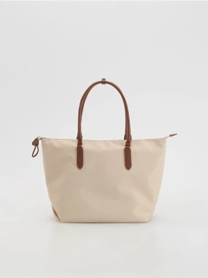 Reserved - Tkaninowa torebka shopper - beżowy