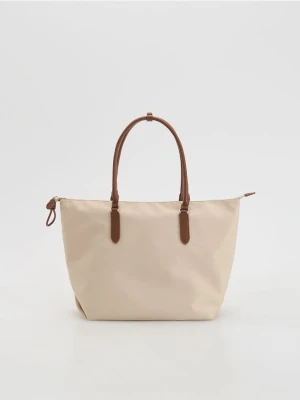 Reserved - Tkaninowa torebka shopper - beżowy