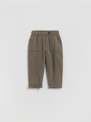Reserved - Tkaninowe spodnie - ciemnobrązowy