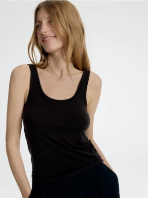 Reserved - Top na ramiączkach z lyocellem - ciemnobrązowy