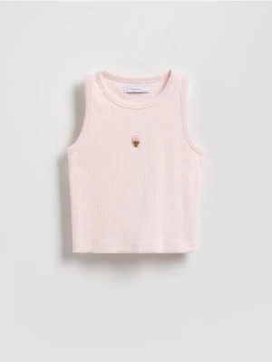 Reserved - Top z aplikacją - pastelowy róż