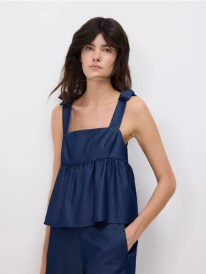 Reserved - Top z baskinką - granatowy