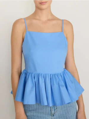 Reserved - Top z baskinką - niebieski