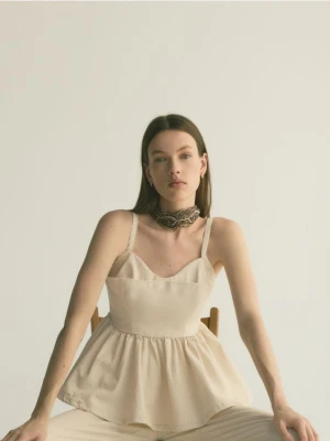 Zdjęcie produktu Reserved - Top z baskinką - złamana biel