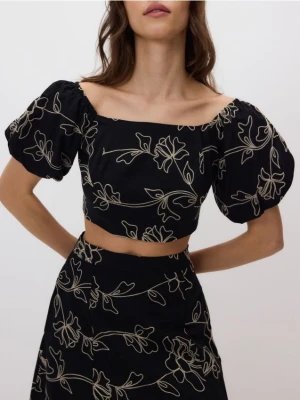 Reserved - Top z bufkami - czarny