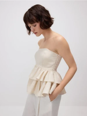 Reserved - Top z domieszką lnu - beżowy