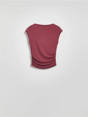Reserved - Top z drapowaniem - bordowy